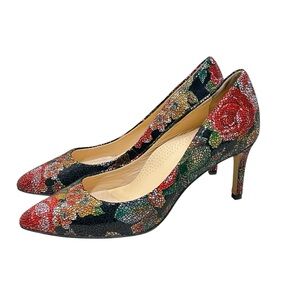 Rare Ukies Floral Leather Vibrant Floral Women's Heels